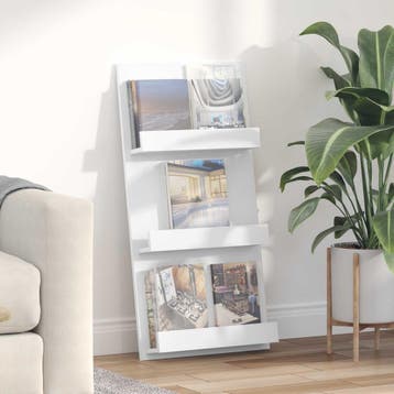 vidaXL Tijdschrift Rek met plank Wit 51 x 11 x 102 cm, Verzenden, Nieuw