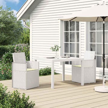 vidaXL Tuin Eetstoelen 2 st Wit en crèmekleurig PP, Tuin en Terras, Verzenden, Nieuw, Kunststof