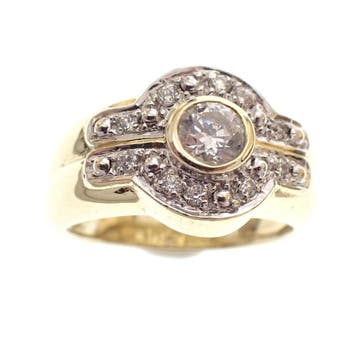Gouden pinkring met zirconia, Sieraden, Tassen en Uiterlijk, Ringen, Gebruikt, Ophalen of Verzenden, Kleiner dan 17, Met edelsteen