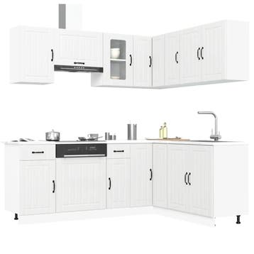 vidaXL 11-delige Keukenkastenset Lucca bewerkt hout wit, Huis en Inrichting, Verzenden, Nieuw, Wit