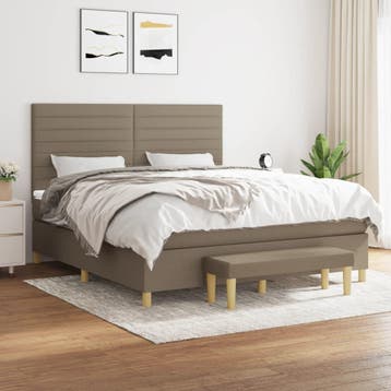 vidaXL Boxspring met matras stof taupe 180x200 cm, Eenpersoons, Verzenden, Nieuw, 80 cm