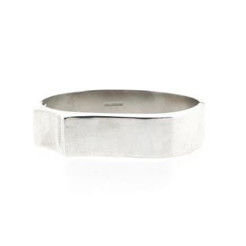 Zilveren brede artistieke slavenarmband; Maat M/L, Sieraden, Tassen en Uiterlijk, Armbanden, Ophalen of Verzenden, Gebruikt, Zilver