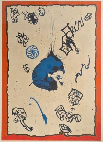 Pierre Alechinsky (1927) - abstracte compositie - Cobroue