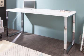 Modern bureau WHITE DESK 140cm witte hoogglans bureautafel -, Ophalen of Verzenden, Nieuw