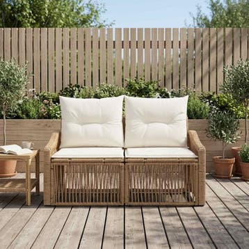 vidaXL Tuinbank 2-Aantal zitplaatsen Beige poly rattan, Verzenden, Nieuw, Rotan