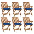 vidaXL Tuinstoelen 6 st inklapbaar met kussens massief, Verzenden, Nieuw, Hout