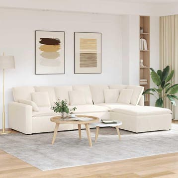 vidaXL Modulaire bank met voetenbank&kussens gekrulde, Huis en Inrichting, Banken | Bankstellen, Verzenden, Nieuw, Stof