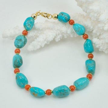 Bloedkoraal - Zilver, Verguld - Armband - TURCHESE AMERICANO
