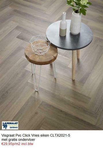 Visgraat Pvc Click 3 X Kleur 6mm met integreerde ondervloer, 75 m² of meer, Grijs, Visgraat Pvc click met integreerde ondervloer