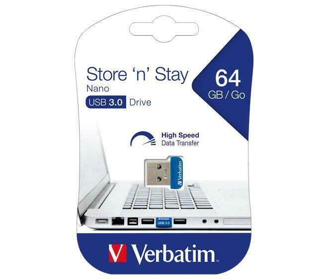 Verbatim | USB Stick | 64 GB | USB 3.2 | Gen 1 | Nano, Computers en Software, USB Sticks, Nieuw, Verzenden
