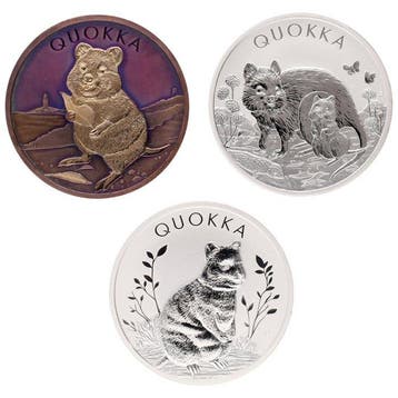 Australië. 1 Dollar 2020/2023 - Quokkas 1 Oz (3 stuks)