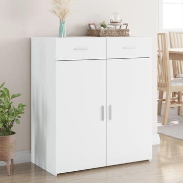 vidaXL Dressoir 80x42,5x93 cm bewerkt hout wit, Huis en Inrichting, Verzenden, Nieuw, Overige houtsoorten, Minder dan 50 cm