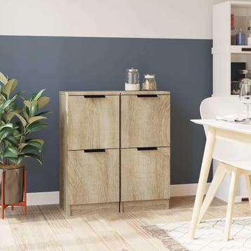 vidaXL Dressoirs 2 st 30x30x70 cm bewerkt hout sonoma, Minder dan 50 cm, Verzenden, Nieuw, 25 tot 50 cm