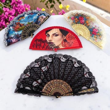 Themacollectie - Exclusief lot van 4 vintage kunstwaaiers –