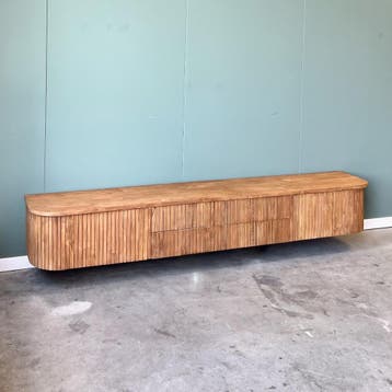 Hangend Tv-meubel | 200 t/m 250cm breed | v.a €725,- |, Teakhout, Nieuw, Ophalen of Verzenden, 200 cm of meer