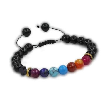 Armband verstelbaar met gemixte Chakra edelsteen kralen 8mm, Ophalen of Verzenden, Nieuw, Kraal