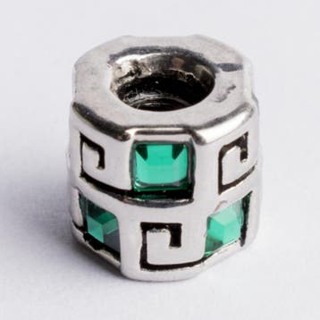 1 x Be Charmed kraal – groene strass steentjes – zilverk, Ophalen of Verzenden, Nieuw, Kraal