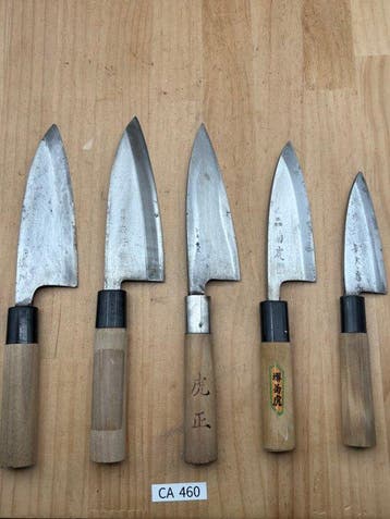 5 Vintage Japanese Deba Knives – Kikuichimonji, Munetan,