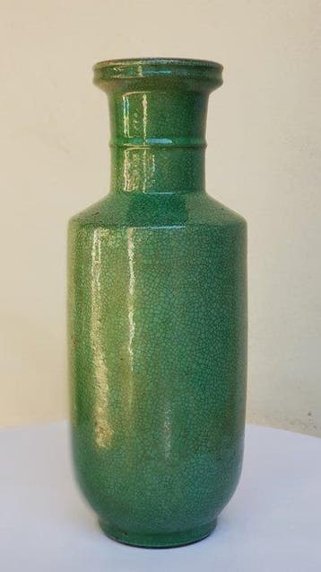 Antiek 19e-eeuwse Chinese appelgroene kraakglazuur