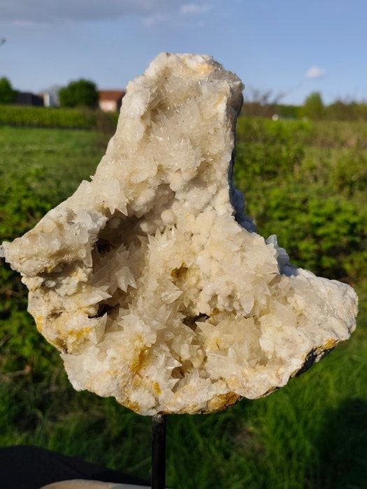 Topkwaliteit groot calcietkristal hondentandcluster,, Verzamelen, Mineralen en Fossielen