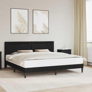 vidaXL Bedframe met LED-stripverlichting Zwart 180 x 200 cm, Overige materialen, Verzenden, Zwart, Nieuw
