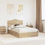 vidaXL Opslag bed met lade Sonoma Eiken 135 x 190 cm Bewerkt, Huis en Inrichting, Slaapkamer | Bedden, Verzenden, Nieuw, Bruin