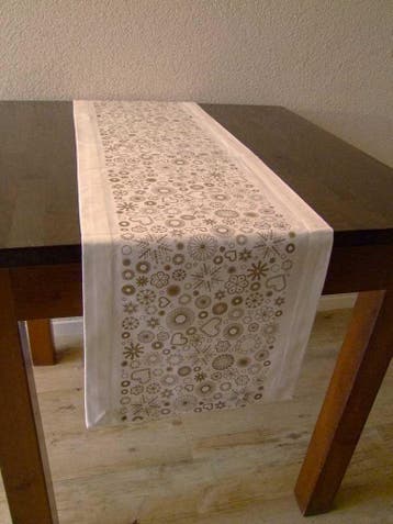 Tafelloper met hartjes sterren sneeuwvlokken bloemen katoen, Huis en Inrichting, Verzenden, Nieuw, Rechthoek, Binnen