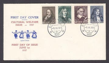 Nederland 1937 - FDC Sluis cover zomerzegels met 1e, Gestempeld