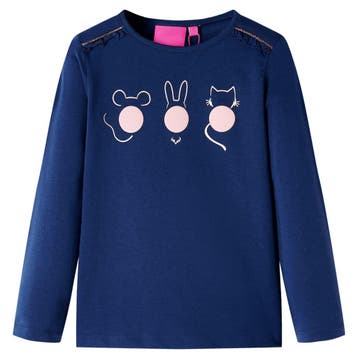 vidaXL Kindershirt met lange mouwen 128 marineblauw, Verzenden, Nieuw