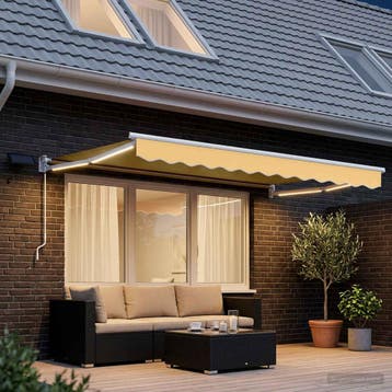 vidaXL Handmatig knikarmscherm met solar LED 3,5 x 2,5 m, Verzenden, Nieuw