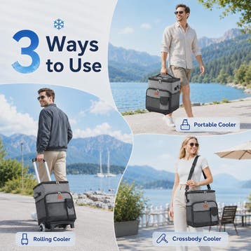 50L Large Cool Bag Box on Wheels, Leakproof Insulated Cooler, Verzenden, Nieuw