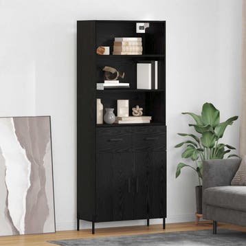 vidaXL buffetkast Zwart eiken 69,5 x 34 x 180 cm Bewerkt, Minder dan 50 cm, Verzenden, Nieuw, Minder dan 100 cm