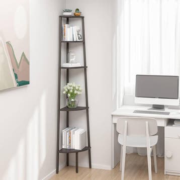 vidaXL Hoekkastje met 5 schappen 45,5x31,5x180 cm zwart, Minder dan 50 cm, Verzenden, Nieuw, 150 tot 200 cm