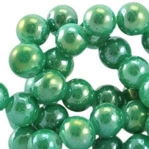 15 x Diamond coated glaskralen 8mm  Gumdrop green, Hobby en Vrije tijd, Ophalen of Verzenden, Nieuw, Kraal