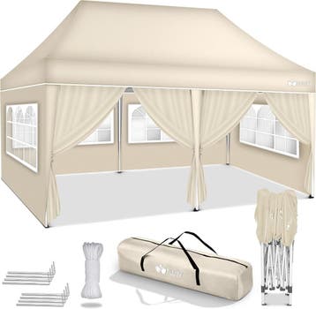 Partytent - Opvouwbaar - 3x6 m - Paviljoen - Easy up - Beige, Verzenden, Zo goed als nieuw