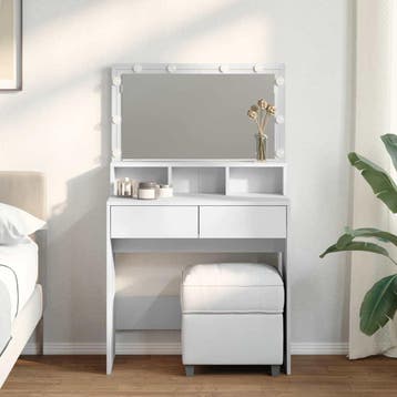 vidaXL Kaptafel met LED 80x41x134,5 cm wit, Verzenden, Nieuw