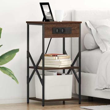 vidaXL Nachtkastje met plank Bruin Eiken 41 x 31 x 76 cm, Huis en Inrichting, Slaapkamer | Nachtkastjes, Verzenden, Nieuw, Hout