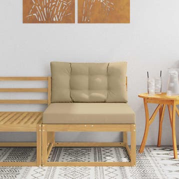 vidaXL Buiten Midden Sofa Polyester Wit, Tuin en Terras, Verzenden, Nieuw