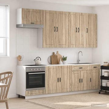 vidaXL Keukenblok PORTO 8 st Sonoma Eiken Bewerkt hout, Verzenden, Nieuw, Bruin