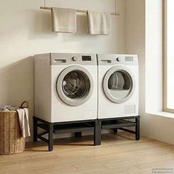 vidaXL Wasmachineverhoger 2 st Zwart 124,5 x 61,5 x 32,5 cm, Witgoed en Apparatuur, Verzenden, Nieuw