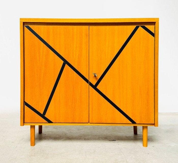 Kabinet - Hout, echt houtfineer, Antiek en Kunst, Kunst | Designobjecten