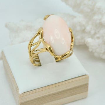 Koraal - Zilver, Verguld - Ring - Roze koraal