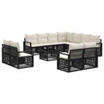 vidaXL Tuinbankenset 12 pcs Zwart poly rattan, Tuin en Terras, Verzenden, Nieuw, 2 zitplaatsen