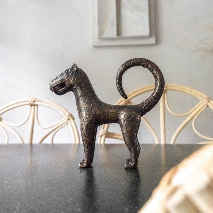 sculptuur, African bronze - Benin Leopard Sculpture - Edo -, Antiek en Kunst, Kunst | Designobjecten