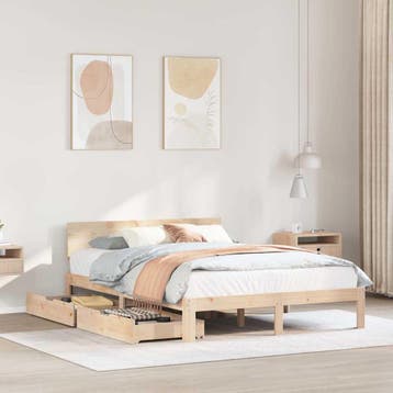 vidaXL Bedframe met lades massief grenenhout 120x200 cm, Huis en Inrichting, Slaapkamer | Bedden, Bruin, Verzenden, Nieuw, Twijfelaar