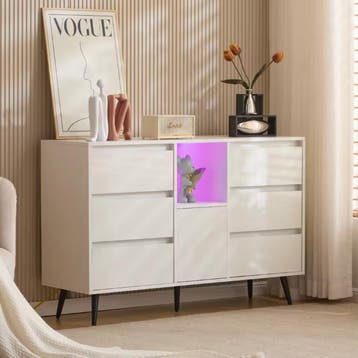 Dressoir 120×40×80 cm met LED, 6 Lades en Push-Open Deuren, Verzenden, Nieuw