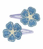 Haarspeld Klikklak 5cm - Bloem Borduursel Jeans - Blauw -, Nieuw