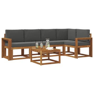 vidaXL Buiten bankenset met kussen 6 pcs Natuurlijk en, Verzenden, Nieuw
