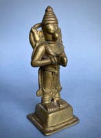 sculptuur, Hanumn in añjali mudr – Bronzo votivo, India, Antiek en Kunst