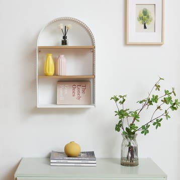 Wandrek Jäller met 3 planken 53x35x14 cm wit en houtkleurig, Huis en Inrichting, Woonaccessoires | Wandplanken en Boekenplanken